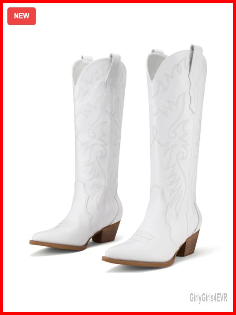 Women's Knee-High Cowboy Boots, Cowgirl Western Boots with Pointed Toe